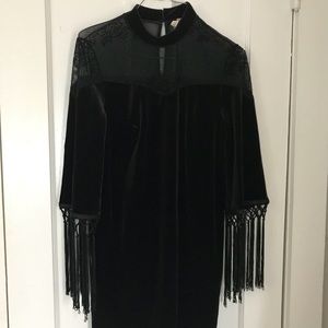 Velvet tassels mini dress